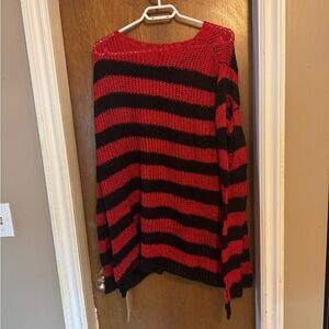 Striped Red and Black Women's Sweater